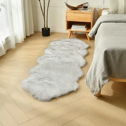 Vista 11 de duduta - Alfombra de pelo sintético de lana de oveja beige 2x3 pies, suave y esponjosa, funda para silla de pelo mullido, alfombra pequeña