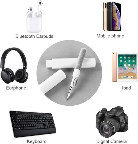 Vista 7 de AOMIG Kit de limpieza para Airpod, kit de limpieza de auriculares 3 en 1, kit de limpieza de teléfono con cepillo suave para auriculares
