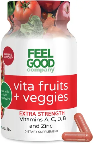 Vista 11 de FeelGood Superfoods Vita Fruit and Veggies Cápsulas – 25 ingredientes superalimentarios, multivitamínico de frutas y verduras, 60