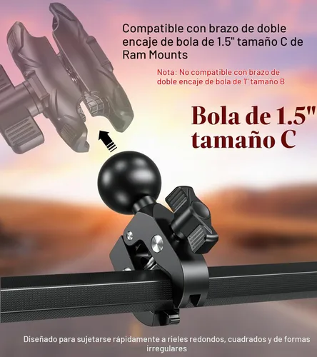 Vista 5 de BRCOVAN Base de montaje con abrazadera de bola de 1.5 pulgadas con aleación de aluminio