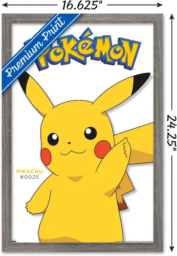 Vista 3 de Trends International Pokémon - Póster de pared de la serie Pikachu Feature Series, 14.72 x 22.37 pulgadas, versión enmarcada de madera de granero