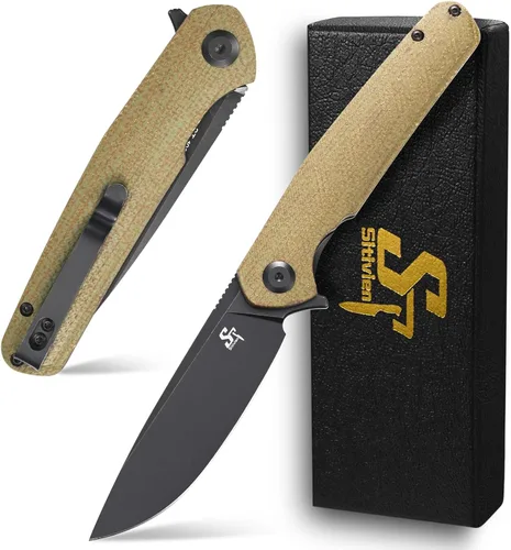 Vista 11 de Sitivien Cuchillo plegable ST102, hoja de acero D2+cuchillo de bolsillo con mango G10, cuchillo de herramienta EDC para exteriores, campamento