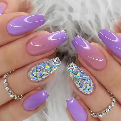 Vista 16 de Uñas postizas medianas con diseño de ataúd SWEKKE a presión, uñas postizas de cobertura completa rosa con diseños de flores, uñas adhesivas C1