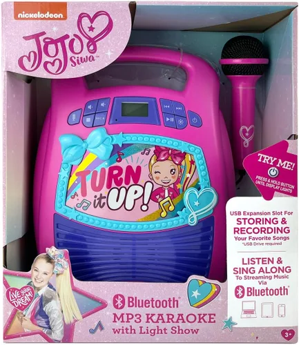 Vista 6 de ekids JoJo Siwa - Máquina de karaoke con Bluetooth, altavoz portátil Bluetooth con micrófono para niños, altavoz con puerto USB para reproducir