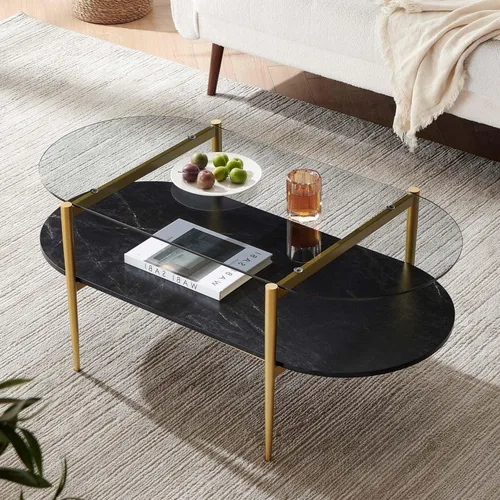 Vista 37 de LumFurn Mesa auxiliar redonda de cristal, mesa de sofá de diseño moderno de mediados de siglo para sala de estar, 18 pulgadas de diámetro x 23