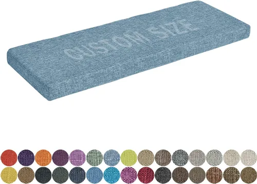 Vista 28 de Cojín de banco de tamaño personalizado, 30 colores, cojín de asiento de ventana panorámica, espuma gruesa de tapicería de 1.18 pulgadas, 1.97