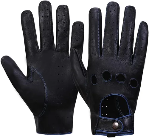 Vista 10 de MGGMOKAY Guantes de conducción de cuero con pantalla táctil sin forro para hombre