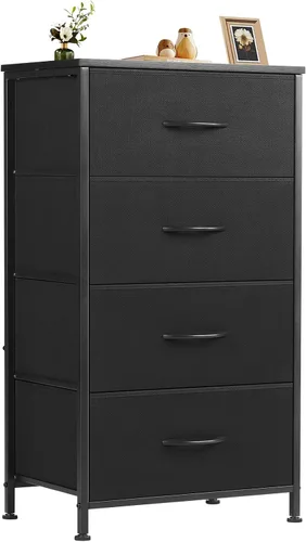 Vista 38 de Sweetcrispy Cómoda para dormitorio, cómoda de tela con 8 cajones, cómoda para armario, sala de estar, marco de acero resistente, parte superior