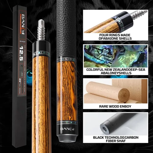 Vista 2 de Banly Carbon Fiber Pool Cue Stick 12.5mm Time Crystal Tip, Low Deflection Pool Cue Professional Billiard Cue Sticks with Gift Box