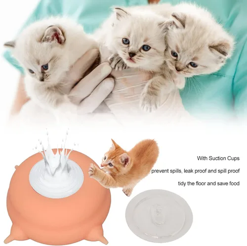 Vista 4 de Comederos para cachorros para múltiples cachorros, 6.8 fl oz, 4 pezones, de silicona, para cachorros, estación de lactancia para cachorros, cuenco