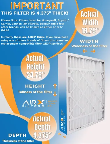 Vista 2 de AIRX FILTERS WICKED CLEAN AIR. Filtro de horno 20x25x4 MERV 8 compatible con filtro de aire Honeywell 20x25x4 F25 1 solo filtro