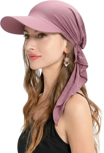 Vista 11 de ZLYC Gorro de quimioterapia para mujer, visera para la cabeza, bufanda preatada, gorra ligera de calavera Blanco sólido