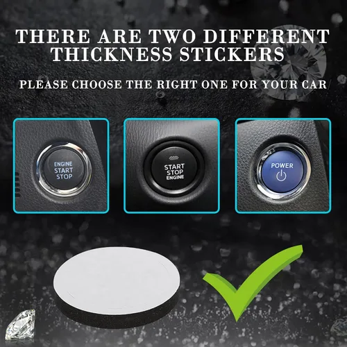 Vista 7 de WINKA Bling Cubierta del Botón de Arranque del Motor del Coche Universal Push Start Stop Trim Anillo de Encendido Tapa Decoraciones 2 piezas