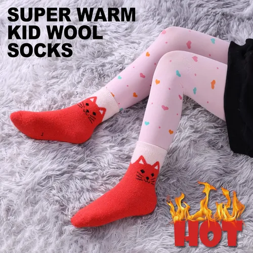 Vista 2 de MQELONG Calcetines de lana para niños, niñas y niños, lindos animales, gruesos, cálidos, calcetines de invierno, 6 pares