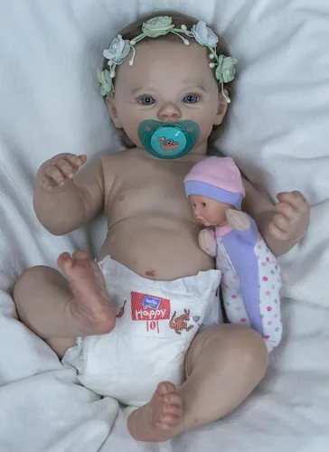 Vista 2 de iCradle Muñeca de bebé Reborn de aspecto real, de 18 pulgadas, 17.7 in, de cuerpo completo, de silicona, muñeca de bebé de silicona anatómicamente