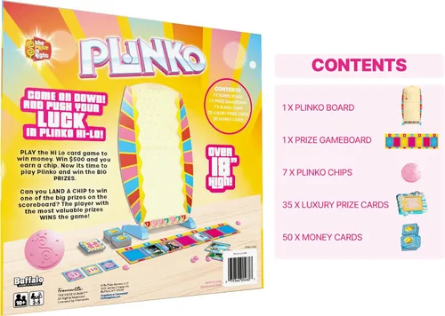 Vista 3 de Buffalo Games Plinko Game, Plink Hi-Lo, 18", entrega de premios, 2 o más