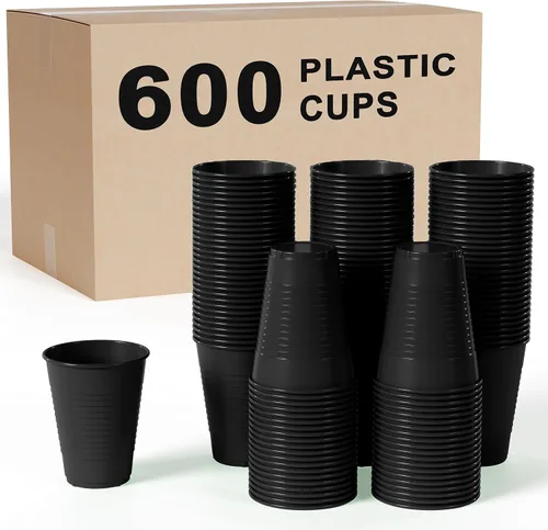 Vista 30 de Party Solids Vasos de plástico negros - 12 onzas, paquete de 100
