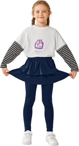 Vista 5 de Resinta Leggings sin pies para niñas con falda de volantes, falda elástica con volantes, pantalón encantador para niñas