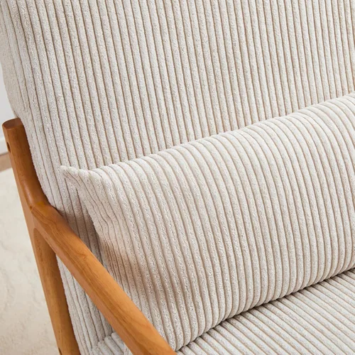Vista 4 de Ball & Cast Silla de sala de estar con almohada, sillón moderno de mediados de siglo con marco de madera maciza y respaldo extra grueso, silla