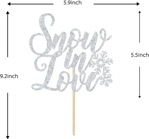 Vista 4 de Decoración para pastel de nieve enamorada, decoración de despedida de soltera de invierno, temática de invierno, compromiso, boda, aniversario