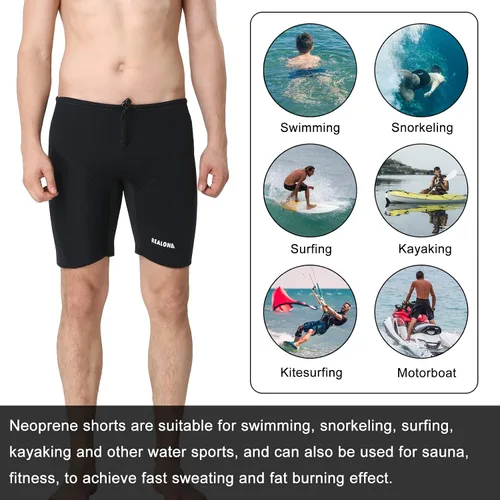 Vista 4 de REALON Wetsuit Shorts Neoprene Men 3mm Buoyancy Swim Pants Adult Women Sweat Wet Suit Trunks Jammers Keep Warm Water Sport Aerobics for Swimming
