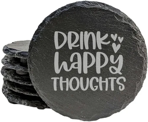 Vista 9 de Rustic Drinking Wine is My Hobby Slate Coasters Set of 8 – Round – USA Made Witty wine lover’s motto engraved on real slate coasters — “drinking