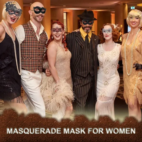 Vista 7 de Máscara de máscaras para mujeres y hombres máscara de pareja para carnaval Halloween máscara de ojos de encaje para fiesta baile de graduación bar