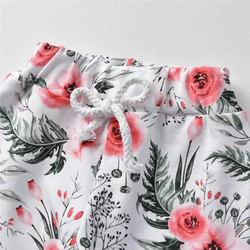 Vista 6 de Eghunooy Conjunto de sudadera con capucha floral de manga larga para bebé niña con bolsillo y diadema