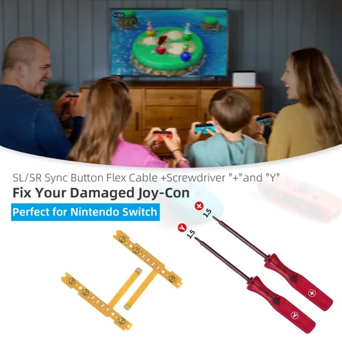 Vista 2 de Wigearss Replacement SL SR Left Right Button Flex Cable for Nintendo SwitchSwitch OLED Joy-Con Controllers Repair Spare Parts with Y-Screwdriver &