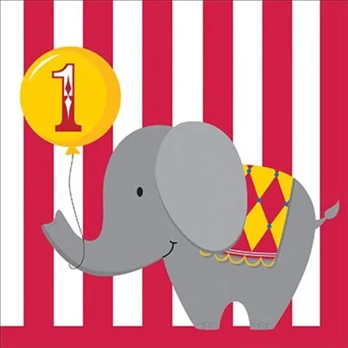Vista 2 de Servilletas de papel de 16 unidades, Circus Time 1st Birthday