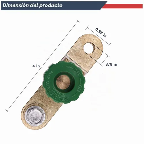 Vista 2 de ANTS PART Interruptor de desconexión de batería de poste lateral, aislador de interruptor maestro de batería para desconexión de energía de latón