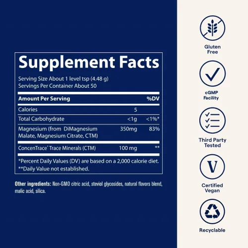 Vista 5 de Trace Minerals Stress-X Magnesio, 350 mg - Suplemento de magnesio en polvo para apoyar la relajación muscular y la recuperación - Suplemento mineral