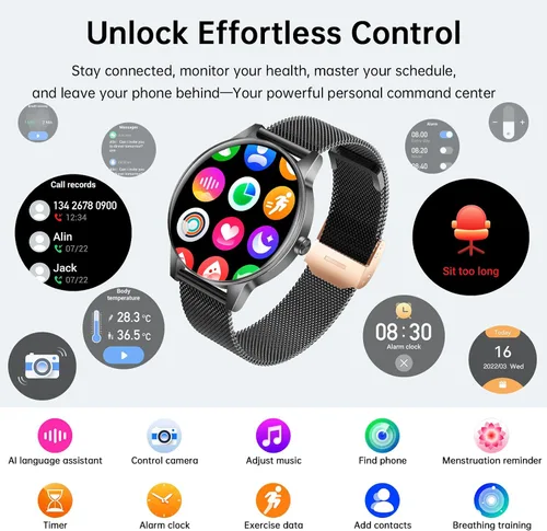 Vista 7 de Relojes inteligentes para hombres y mujeres (respuesta/hacer llamadas), pantalla HD de 1.27 pulgadas con monitor de frecuencia cardíaca/sueño, más