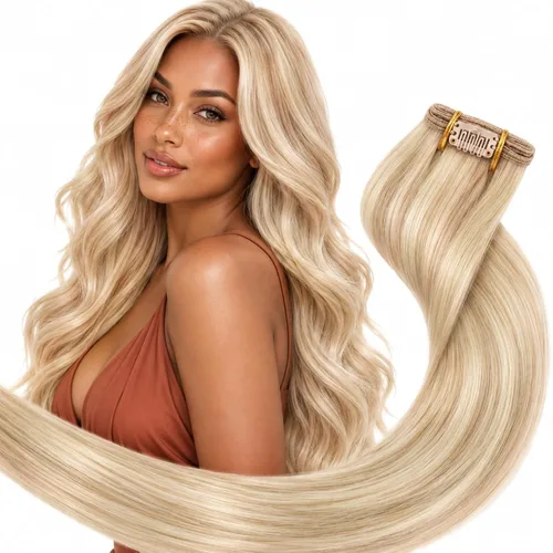 Vista 20 de Ve Sunny Extensiones de cabello humano real con clip balayage, color marrón castaño degradado a rubio, 12 pulgadas, 5 unidades, 2.82 onzas