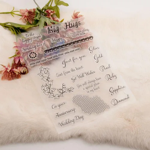 Vista 3 de Hug Love - Sellos transparentes con patrón de encaje de corazón, bendiciones de panal de abeja, sellos transparentes para decoración de tarjetas