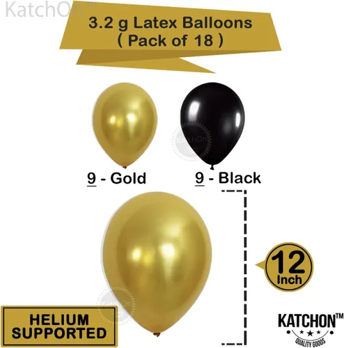 Vista 6 de Kit dorado de decoración de cumpleaños número 50 – grande, paquete de 26 Cartel de cumpleaños 50 negro y dorado con globos de estrella de Mylar