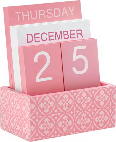 Vista 14 de Calendario perpetuo con bloques de madera, calendario para el hogar, día de San Valentín, regalo, decoración de oficina, escritorio, fecha, semana