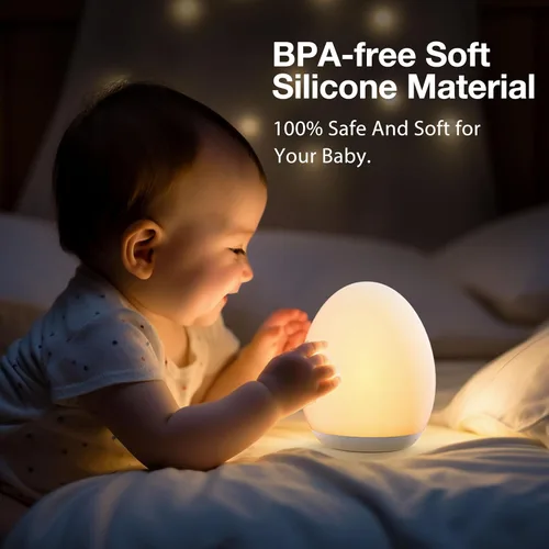 Vista 4 de JolyWell - Luz de noche para niños, luz de noche para bebé con modo de cambio de 7 colores y atenuación sin escalones, luz de noche para guardería