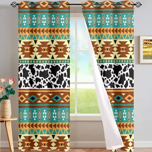 Vista 40 de Dreaweet African Tribal Blackout Curtains 63 Inch Long 2 Panels Set Bohemian Ethnic Geometric Grommet Top Thermal Insulated Curtains for Living Room