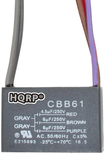 Vista 12 de HQRP Condensador de ventilador de techo CBB61 1uf+2uf de 3 cables listado UL