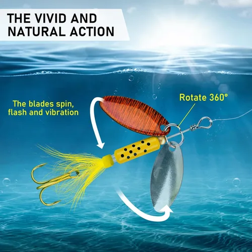 Vista 6 de THKFISH Spinnerbait Spinners Spinnerbait señuelos de trucha Señuelos de pesca para lubina trucha Crappie