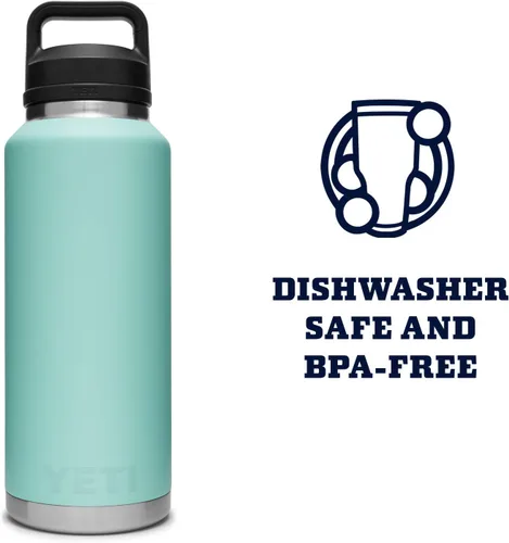 Vista 6 de YETI Rambler Botella de 46 oz, a prueba de fugas, aislada al vacío, de acero inoxidable con tapa Chug, Seafoam Verde mar