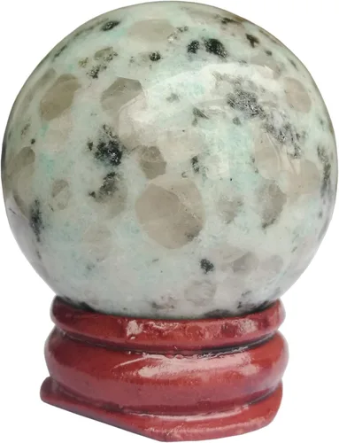 Vista 32 de Escultura de esfera de adivinación de cristal curativo de labradorita negra de 1.575 pulgadas, bola de piedras preciosas, colección decorativa