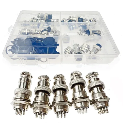 Vista 3 de Lsgoodcare Kit de surtido de 48 piezas, conector de cable de aviación macho hembra de 6 pines, 7 pines, 8 pines, 9 pines, 10 pines, rosca de 16 mm