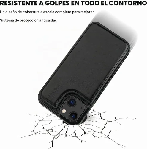 Vista 6 de ONETOP - Funda tipo cartera con tarjetero para iPhone 13, color negro Kickstand,ID/Cash Holder,Case Wallet with Card Slots,Double Magnetic