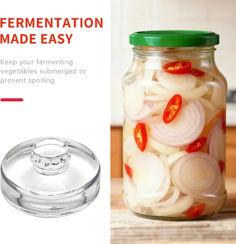 Vista 5 de 2 pesas de vidrio de fermentación para frascos de boca ancha, botellas de pepinillos con tapas de sellado para una fermentación eficiente, tapas