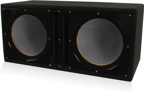 Vista 2 de BELVA Caja de subwoofer doble con puerto de coche de 10 pulgadas, MDF de 3/4 pulgadas, Polyfil preforrado incluye deflector azul personalizado