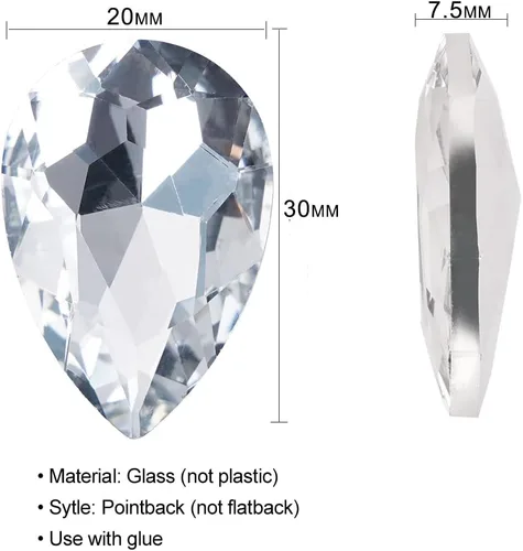 Vista 5 de Lágrima de cristal de 0.787 x 1.181 in con diamantes de imitación grandes para manualidades, fabricación de joyas, zapatos, cuentas de vidrio, 36