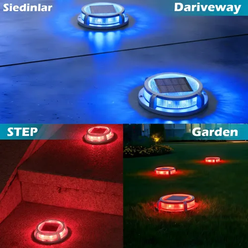 Vista 2 de SIEDiNLAR Luces solares para cubierta al aire libre, 2 modos, 16 LED, marcadores de entrada, luz de muelle, funciona con energía solar, impermeable