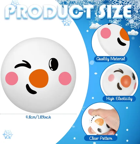 Vista 2 de Cindeer Pelotas Antiestrés de Navidad Juguetes de Navidad Muñecos de Nieve Pelota Antiestrés Pelota de PU para Apretar Regalo Antiestrés Rellenos